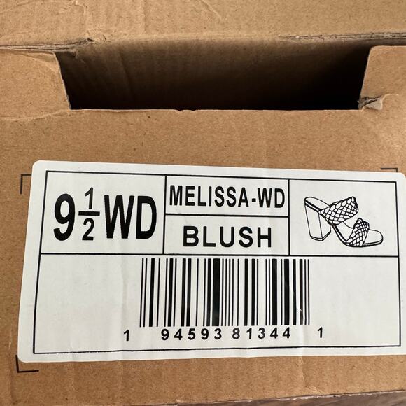 Journee Collection Melissa blush pink size 9.5 WD woven mule sandals block heel - Picture 8 of 10